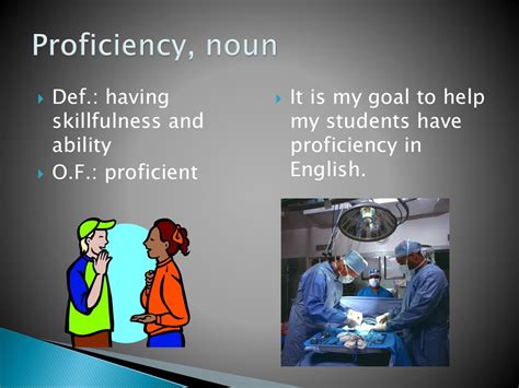 profishiency|proficiency noun .